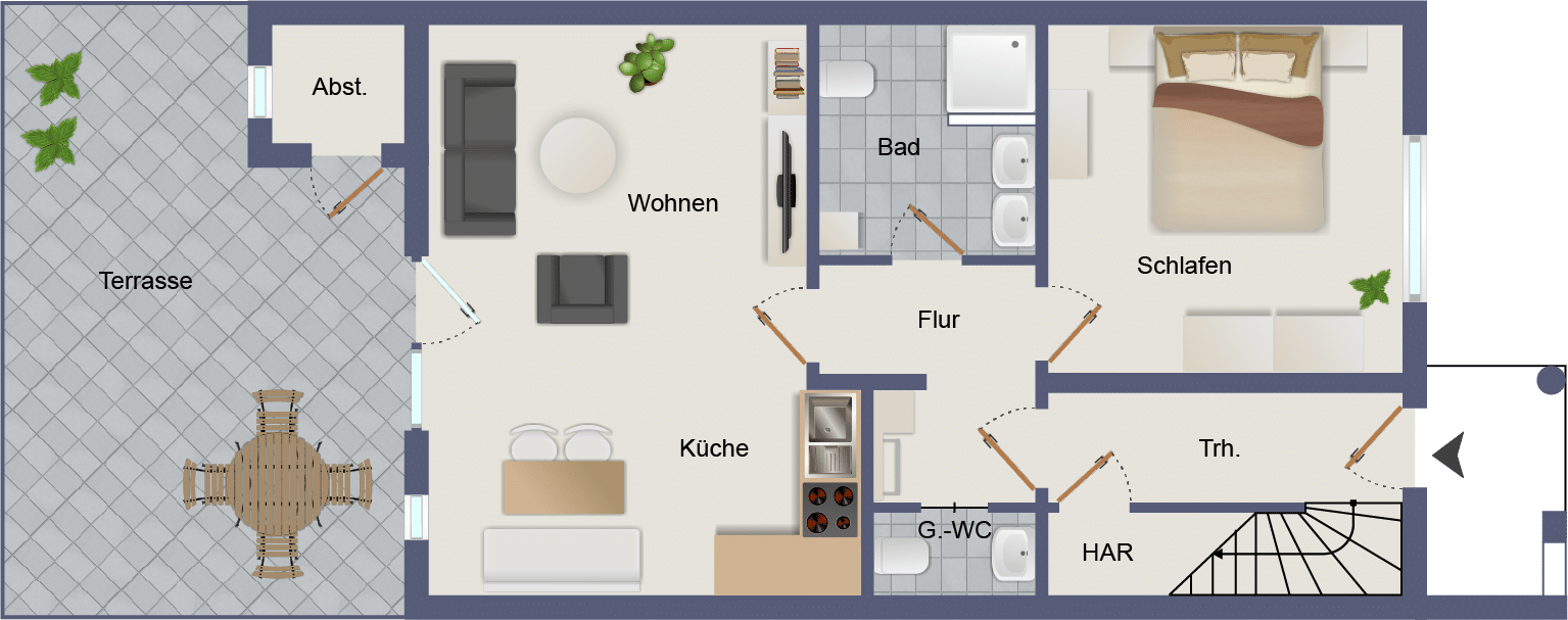 Grundriss Ferienwohung Deichloopje Greetsiel